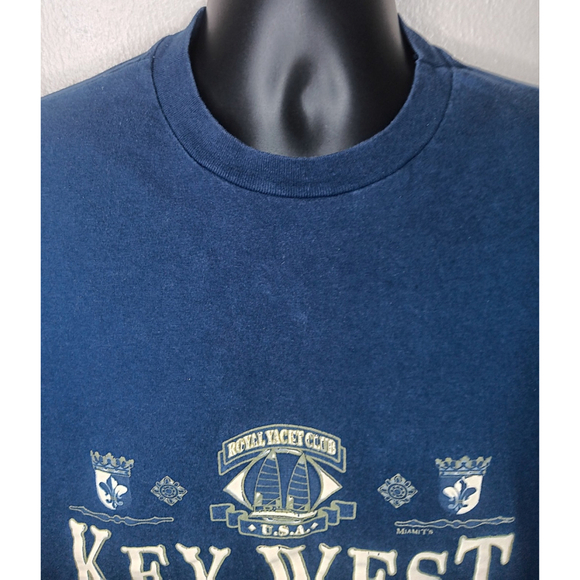 VTG 90s Florida Key West Adult XL T-shirt Single Stitch Navy Tee Hanes Hvwt USA - Picture 2 of 7